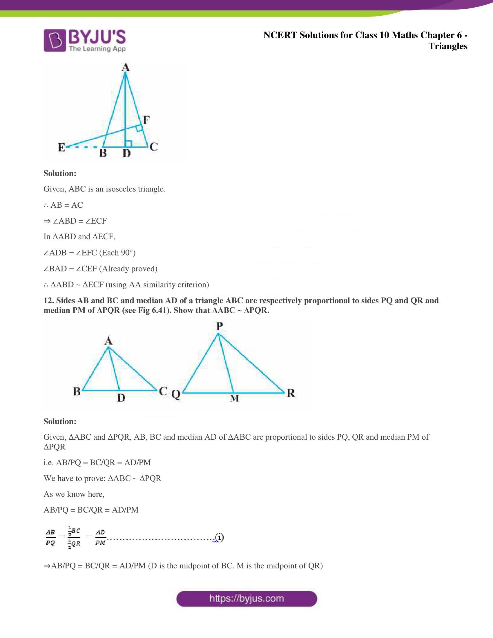 NCERT Solutions for Class 10 Maths Chapter 6 Triangles